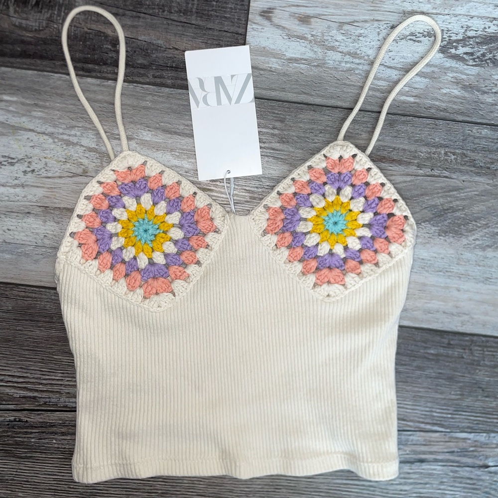 Zara Crochet Crop Top XS/S